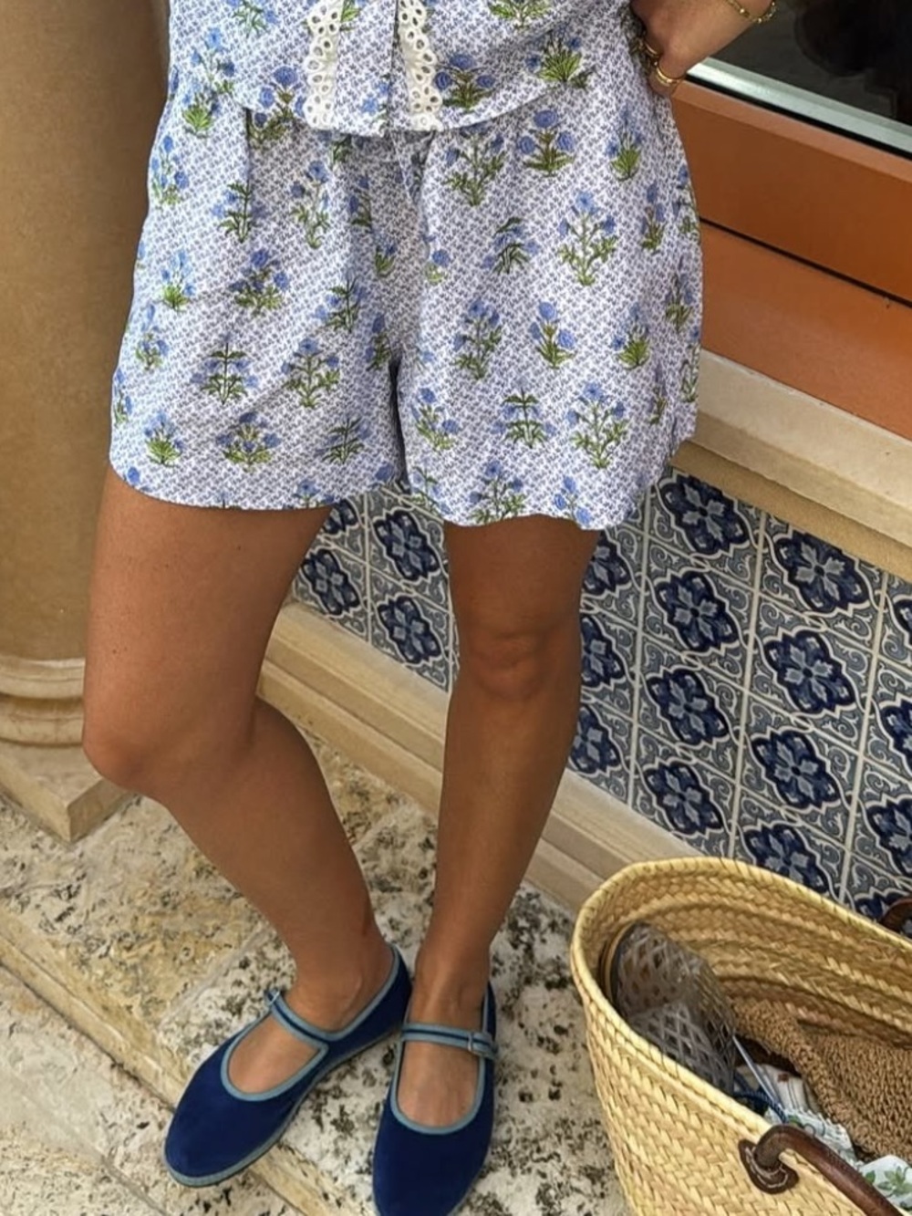 Hill House Audrey Shorts in Blue Block Print - Picture 6 of 13